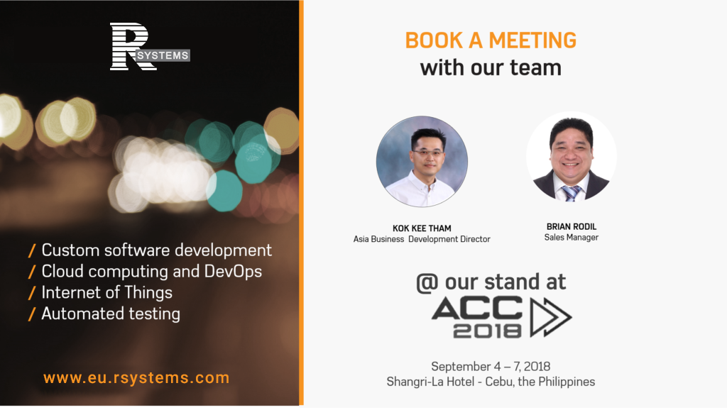 Book a meeting with R Systems team at ACC2018, Cebu, the Philippines